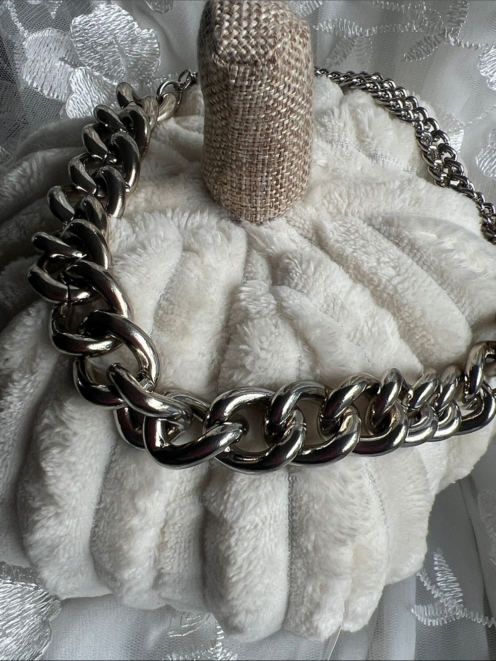 Express Polished Silver-Tone Chunky Link Necklace